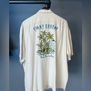 Tommy Bahama Embroidered 100% Silk Button Down XXL